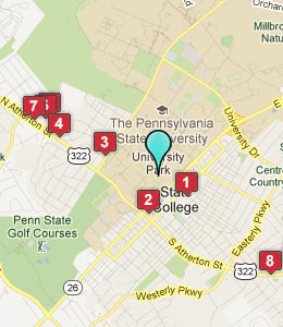 Map of University Park, PA hotels