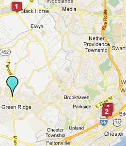 Map of Village Green, PA hotels