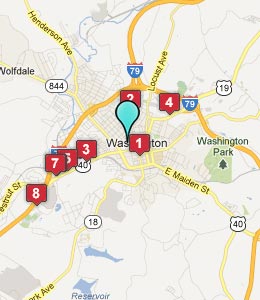 Map of Washington, PA hotels