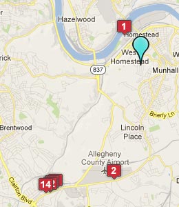 Map of West Homestead, PA hotels