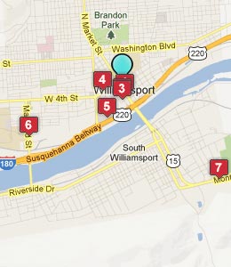 Map of Williamsport, PA hotels