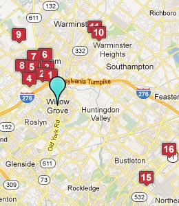 Map of Willow Grove, PA hotels