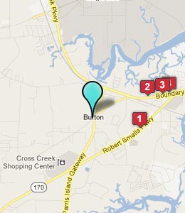 Map of Burton, SC hotels