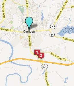 Map of Camden, SC hotels