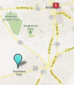 Map of Homeland Park, SC hotels