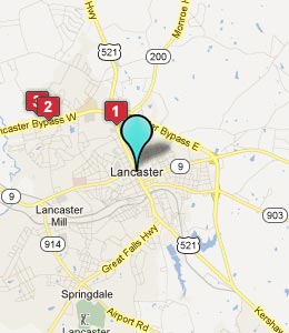 Map of Lancaster, SC hotels