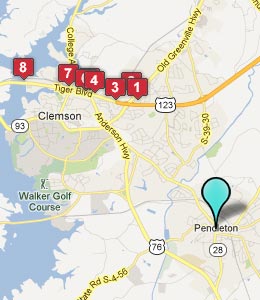 Map of Pendleton, SC hotels