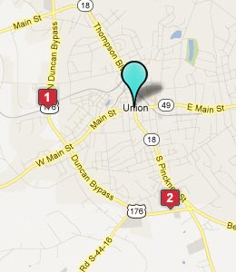 Map of Union, SC hotels