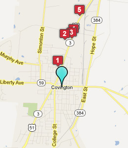 Map of Covington, TN hotels