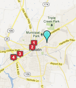Map of Gallatin, TN hotels