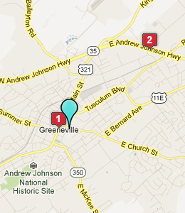 Map of Greeneville, TN hotels