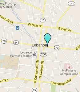 Map of Lebanon, TN hotels