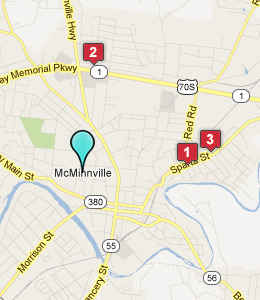 Map of McMinnville, TN hotels