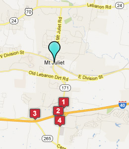 Map of Mount Juliet, TN hotels