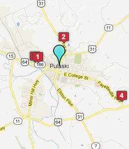 Map of Pulaski, TN hotels