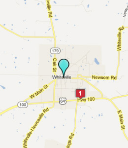 Map of Whiteville, TN hotels