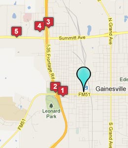 Map of Gainesville, TX hotels