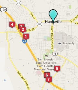 Map of Huntsville, TX hotels