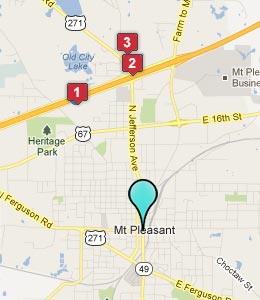 Map of Mount Pleasant, TX hotels