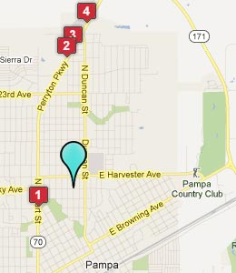 Map of Pampa, TX hotels