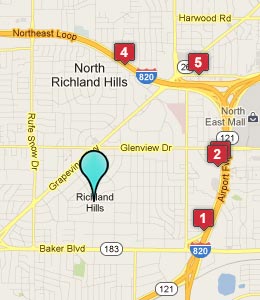 Map of Richland Hills, TX hotels