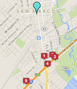 Map of San Marcos, TX hotels