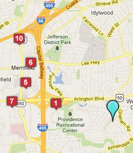 Map of Broyhill Park, VA hotels