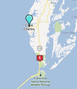 Map of Cape Charles, VA hotels