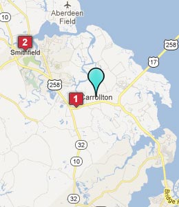 Map of Carrollton, VA hotels