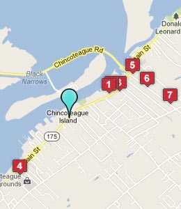 Map of Chincoteague Island, VA hotels