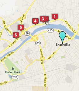 Map of Danville, VA hotels