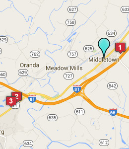 Map of Middletown, VA hotels