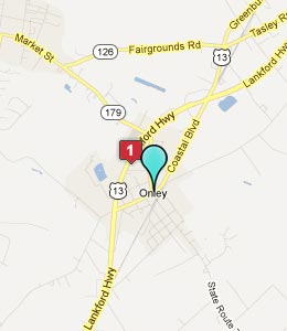 Map of Onley, VA hotels