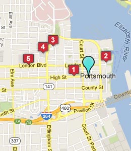 Map of Portsmouth, VA hotels