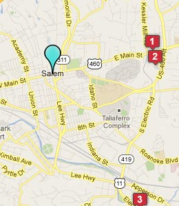 Map of Salem, VA hotels