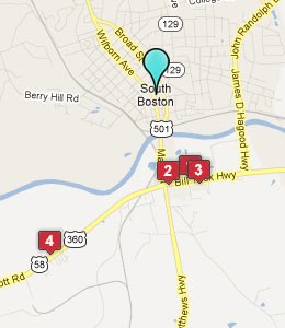 Map of South Boston, VA hotels