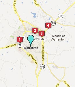 Map of Warrenton, VA hotels