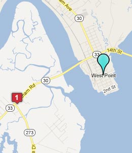 Map of West Point, VA hotels