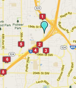 Map of Alderwood Manor, WA hotels