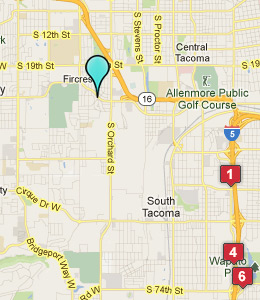 Map of Fircrest, WA hotels