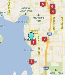 Map of Kirkland, WA hotels