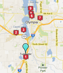 Map of Tumwater, WA hotels