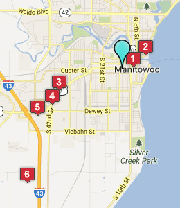Map of Manitowoc, WI hotels