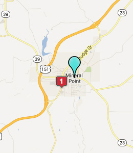 Map of Mineral Point, WI hotels